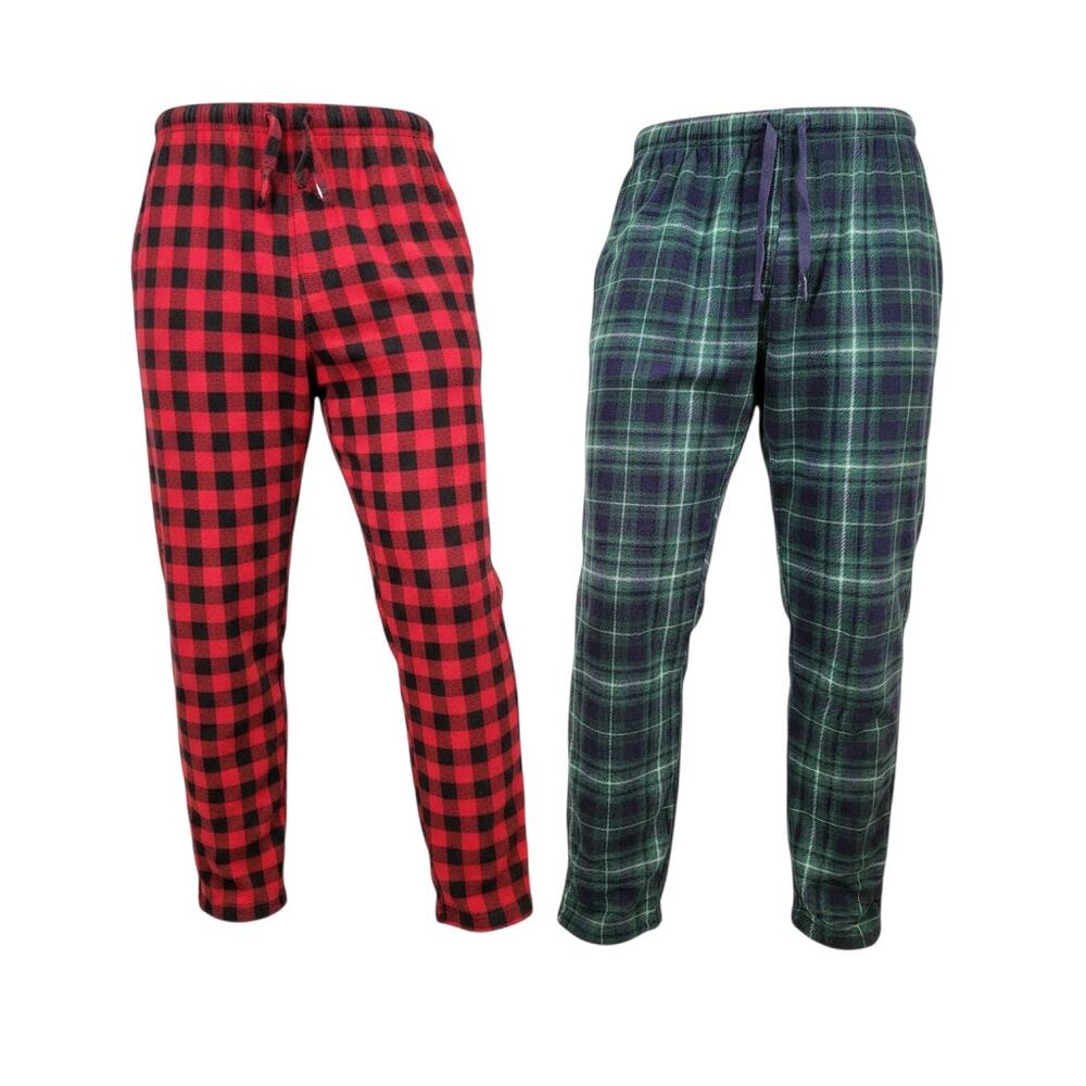 Crown & Ivy Flannel Lounge Pants Mens M 2 Pack Plaid Pajama Sleepwear